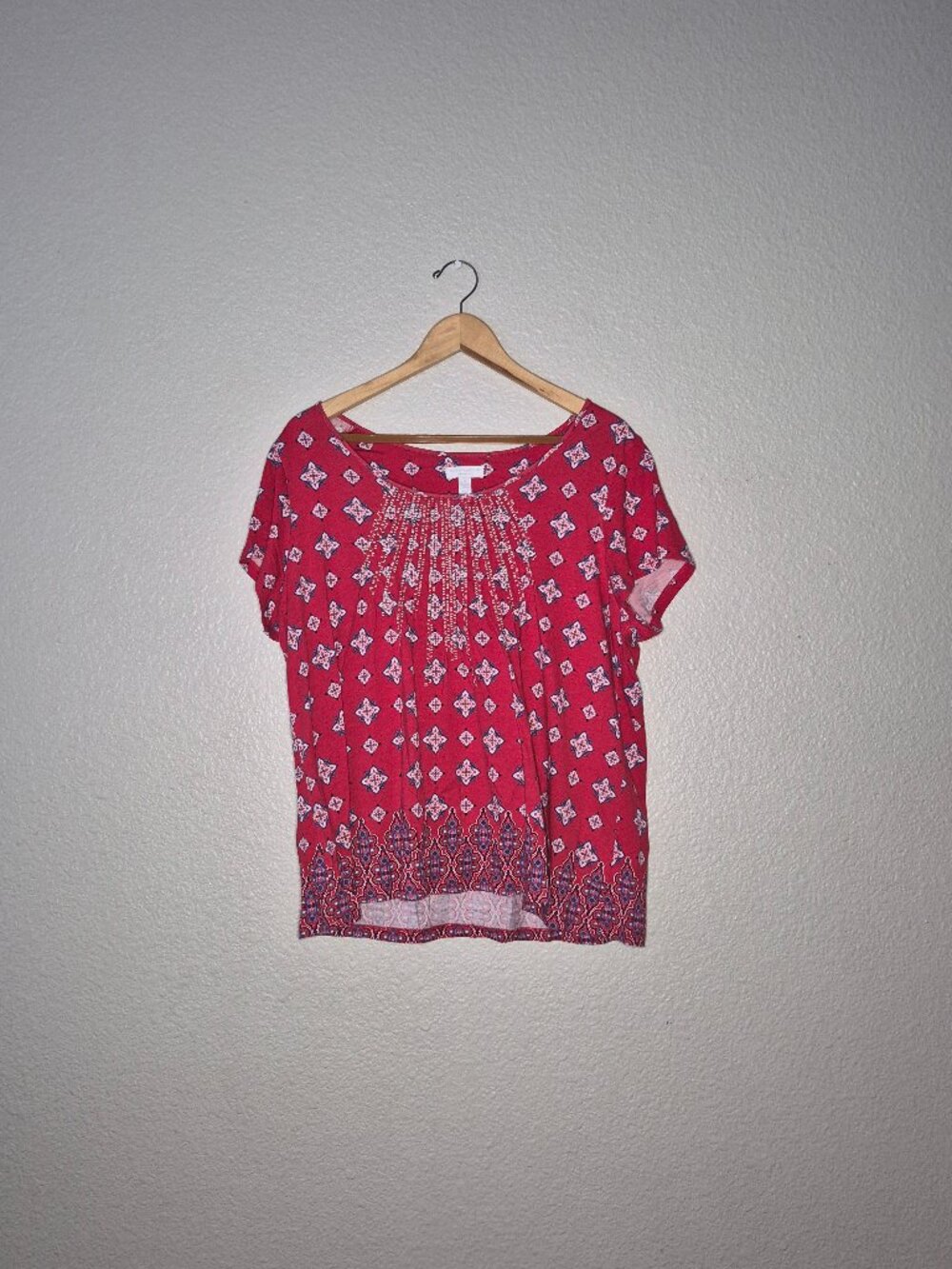 NWOT Charter Club Womens Multi-Color Shortsleeve Blouse Size: 1XL